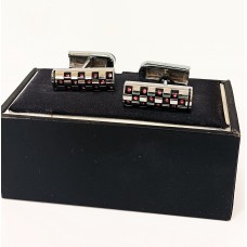 Μανικετόκουμπα Ατσάλινα Ορθογώνια Γυαλιστερά με χρωματιστά ζιργκόν STC12 